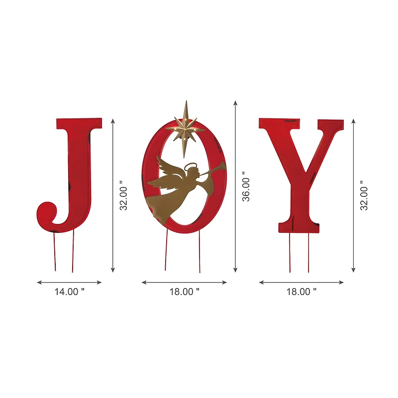 Glitzhome® 3.5ft. LED Metal Joy Angel Yard Stake Set with Timer