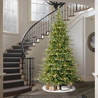 9ft. Pre-Lit Slim Alberta Spruce Artificial Christmas Tree, Warm White Rice LED Lights