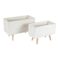 Set of 2 White Fiber clay Contemporary Planter, 17", 21"