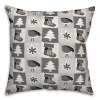 Neutral Primitive Christmas Pattern Throw Pillow