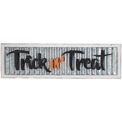 27.5" Silver "Trick or Treat" Halloween Wood Wall Sign