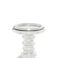 Silver Glass Traditional Candle Holder Set