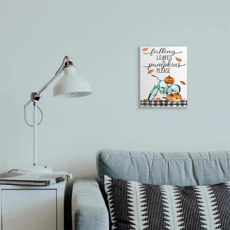 Stupell Industries Fall Leaves Pumpkin & Turquoise Bicycle Wall Art