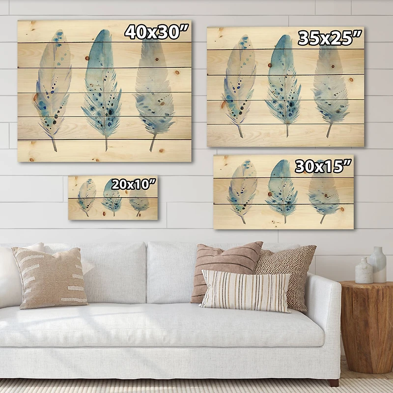 Designart - Blue Boho Feathers II