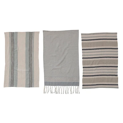 Hello Honey® Stripes Cotton Tea Towels with Fringe Set