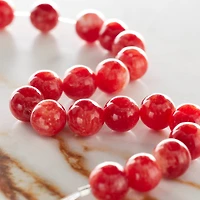 12 Pack:  Red Round Stone Beads, 10mm by Bead Landing™