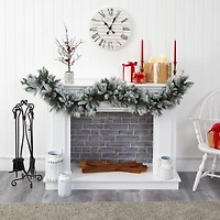 6ft. Pre-Lit Flocked Mixed Pine Artificial Christmas Garland with LED Lights