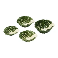 Hello Honey® Green Hand-Painted Cabbage Shaped Stoneware Bowls, 4ct.