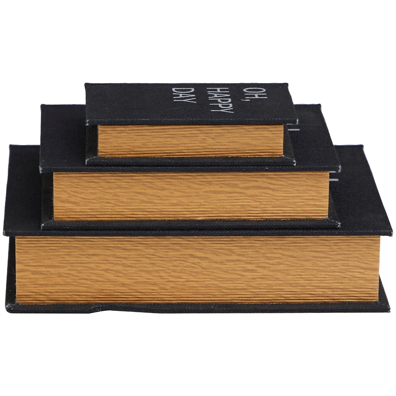 Black Oh, Happy Day Linen Storage Book Box Set