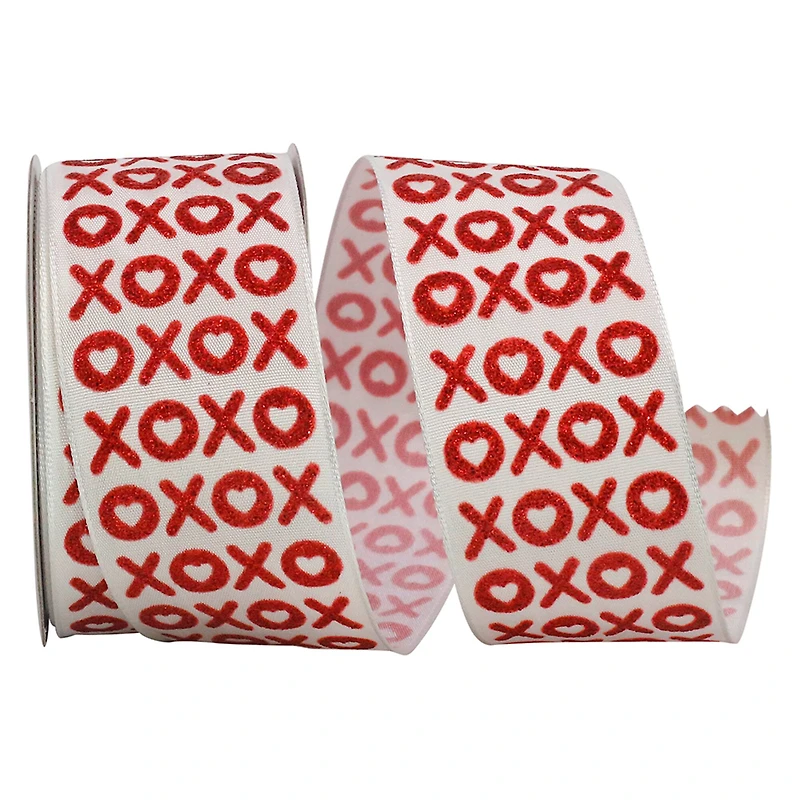 JAM Paper 1.5" x 10yd. Glitter Wired XO Ribbon