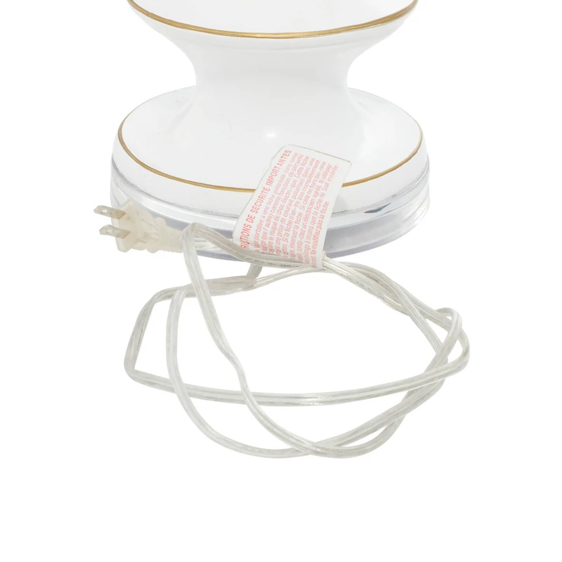 30" White Polystone & Iron Traditional Table Lamp