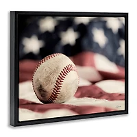 Stupell Industries Baseball & American Flag Floater Framed Art