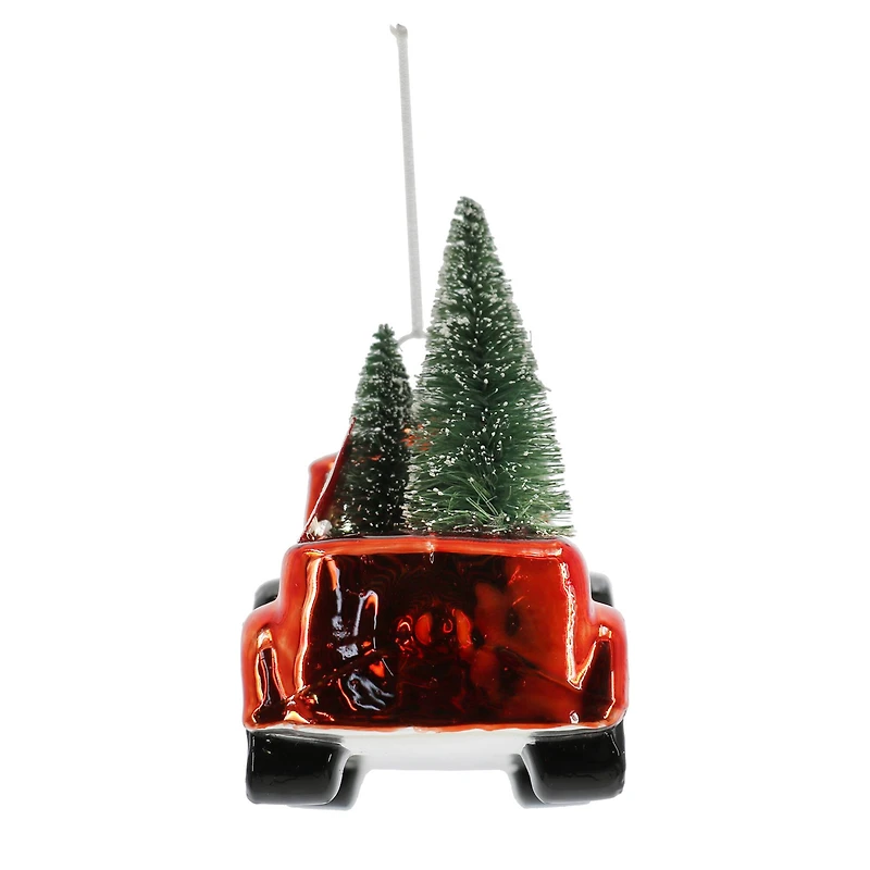 4.5" Truck with Christmas Tree Glass Ornament by Ashland®