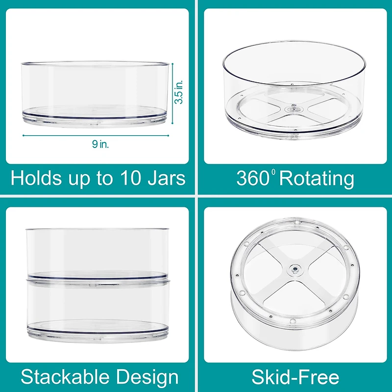 Sorbus 9" Clear Turntable Bins, 2ct.