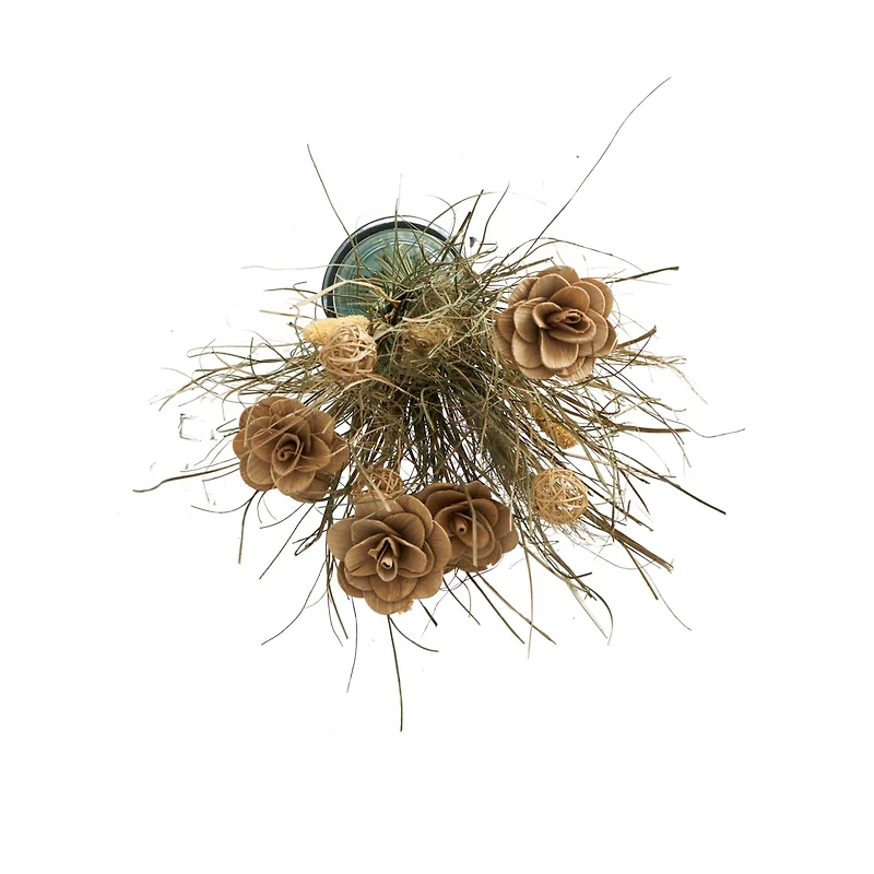 41" Brown Dried Plant Floral Bouquet Grass Natural Foliage with Deco Ball Accents