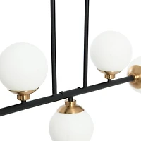 Hello Honey® Robert Stevenson Lighting Lorne Matte Black Metal & Frosted Glass 5-Light Chandelier