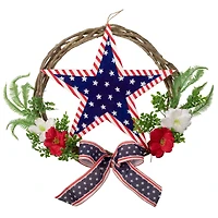 24" Americana Star & Mixed Floral Patriotic Wreath