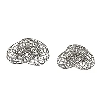 Set of 2 Grey Metal Contemporary Sculptures, 7" x 8" x 9"