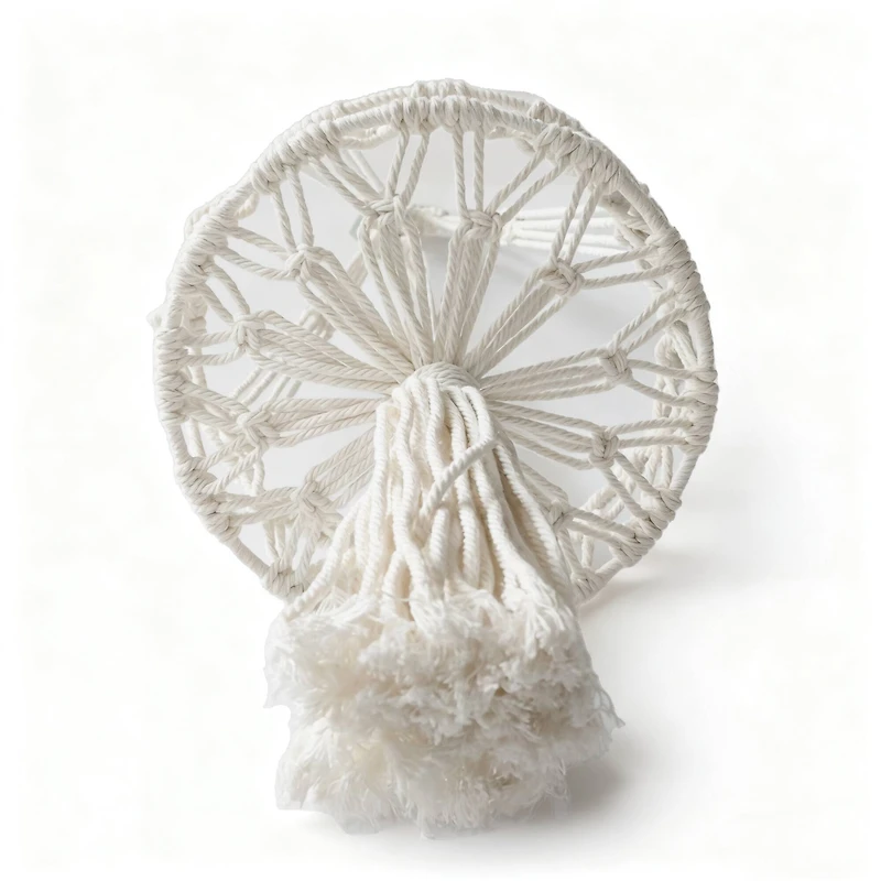 31.5" Natural White Macramé Hanging Basket by Ashland®