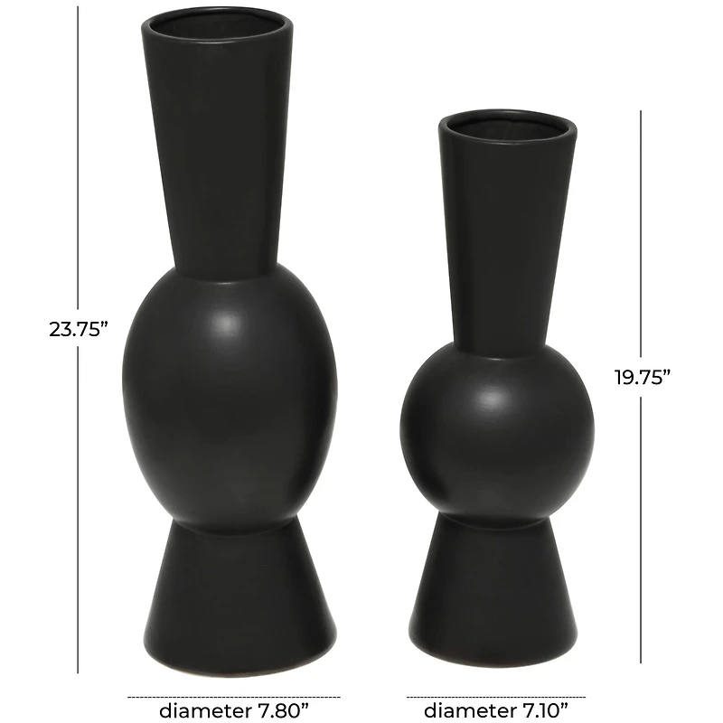 Ceramic Fluted Round Abstract Vase Set