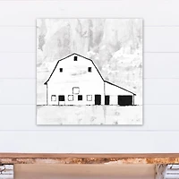 Black And White Distressed Barn 24" x 24" Canvas Wall Art