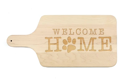 Welcome Home Pawprint 17" x 8" Maple Paddle Cutting Board