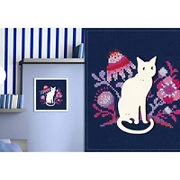 RTO Cat with Pink Flowers Cross Stitch Kit