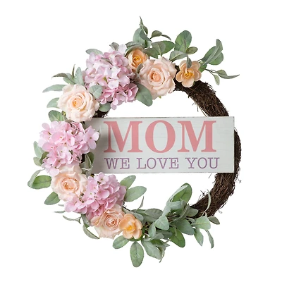 Glitzhome® 22" Mother's Day Floral Wreath