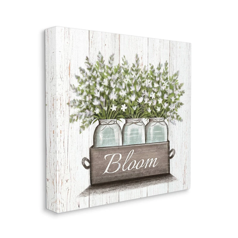 Stupell Industries White Wildflowers in Jars Bloom Sentiments Canvas Wall Art