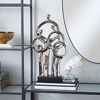 21" Silver Porcelain Family Sculpture