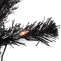 4ft. Pre-Lit Black Tinsel Artificial Christmas Tree, Clear Lights