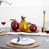 19" Red Iron Traditional Decorative Fruit with Tray
