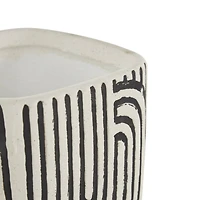 Black Geometric Linear Arch Pattern Ceramic Planter Set 