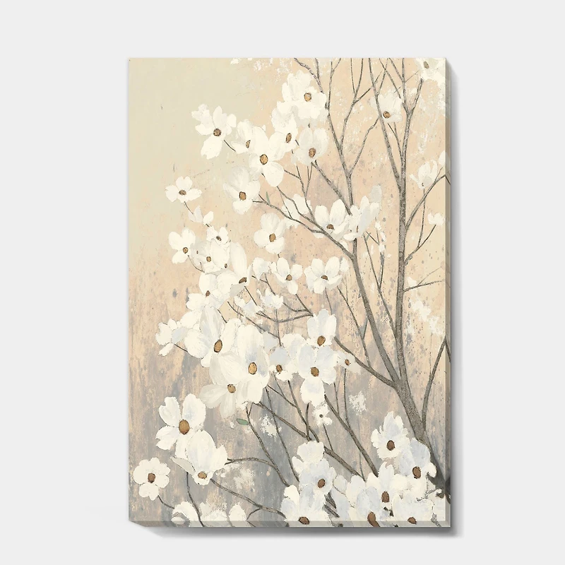 Designart - Brown onn Grey Blossoms