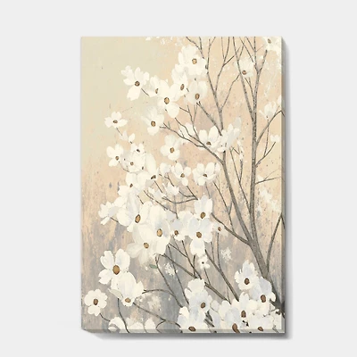 Designart - Brown onn Grey Blossoms