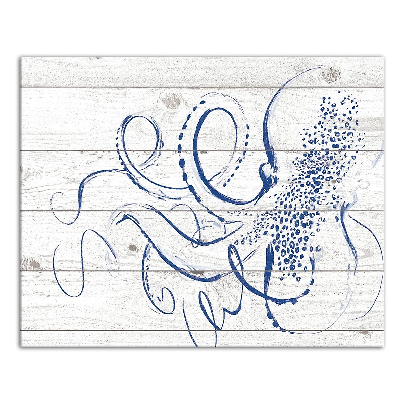 Navy Octopus Canvas Wall Art