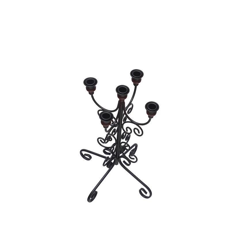 16.25" Black Scrollwork Metal Tabletop Candelabra by Ashland®