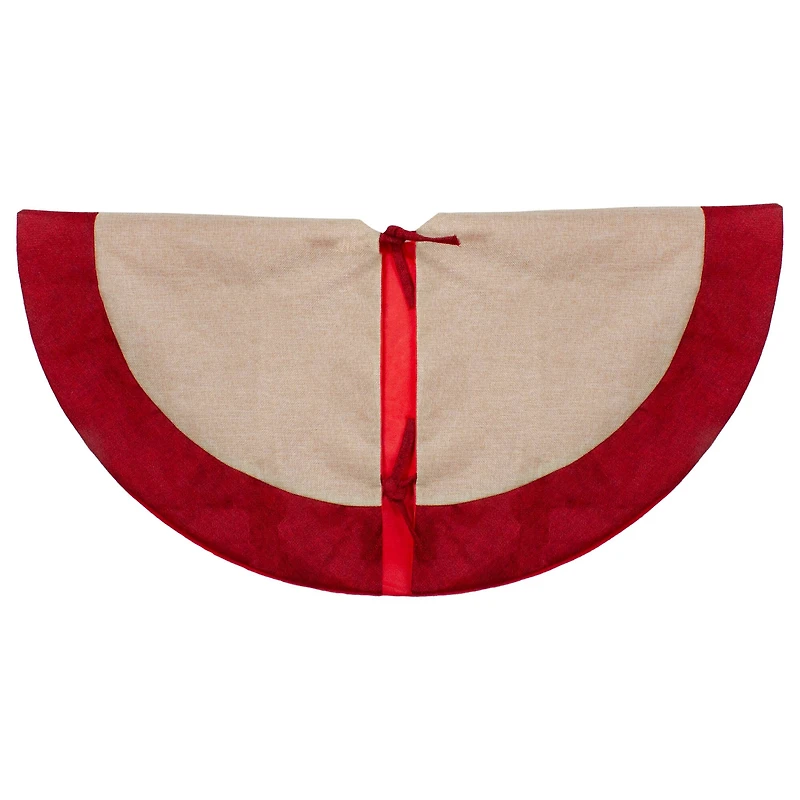 36" Santa Claus in Sleigh Burlap & Embroidered Christmas Tree Skirt