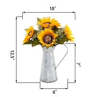 Flora Bunda® 13" Yellow Sunflowers in Watering Tin