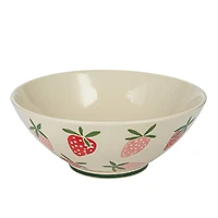 Hello Honey® 10.5" Hand-Painted Wax Relief Strawberries Stoneware Bowls, 4ct.