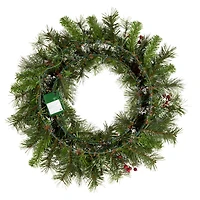 24" Iced Berry Warm White LED Pre-Lit Pine Wreath
