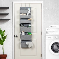 Household Essentials 6-Pocket Over the Door Gray Pocket Organizer