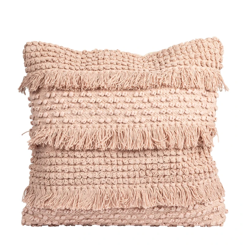 Hello Honey® Square Pink Fringe Printed Pillow