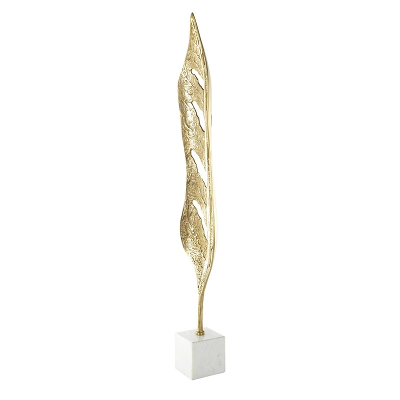 43" Gold Metal Leaf Tall Textured Cutout Sculpture
