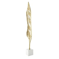43" Gold Metal Leaf Tall Textured Cutout Sculpture