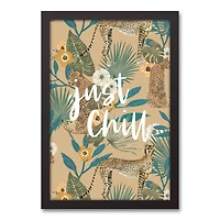 Just Chill Tropical Cheetah Black Framed Canvas Art