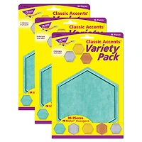 Trend Enterprises® I Heart Metal Hexagons Classic Accents® Variety Pack, 3 Packs of 36
