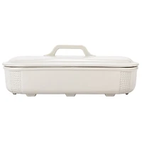 Hello Honey® 15.5" Matte White Oval 2qt. Debossed Stoneware Baking Dish with Lid