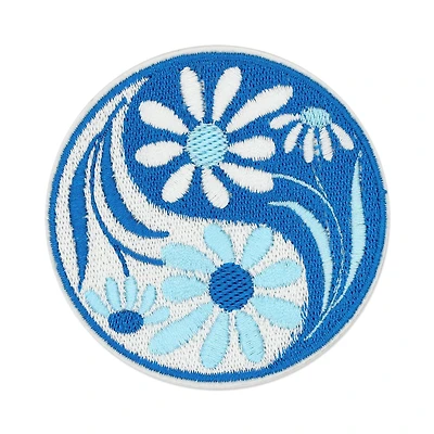 Blue Yinyang Flower Iron On & Adhesive Patch by Make Market®