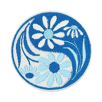 Blue Yinyang Flower Iron On & Adhesive Patch by Make Market®